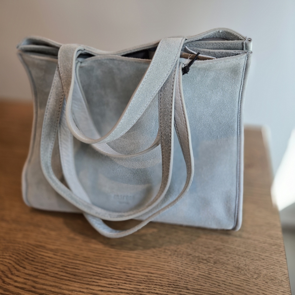 Margot New York Light Blue/Grey Suede Tote Bag